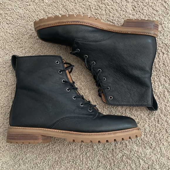 Madewell Clair lace-up leather boots‎ black size 7.5 combat moto - Picture 6 of 11